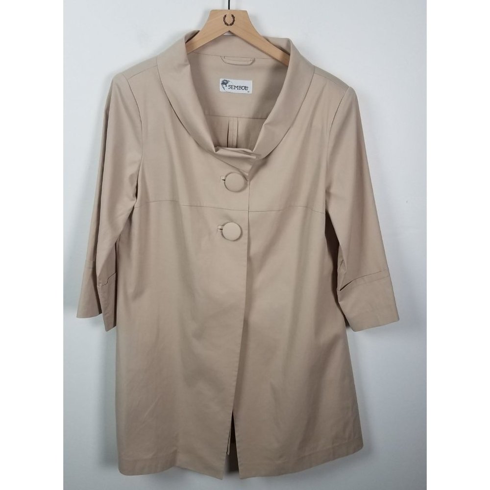 Sembol Women's Sz. 46/ 2XL Khaki Lightweight 3/4 Sleeve Snap Closure Jacket